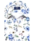 Preview: R2 Amsterdam Langarmhemd Modern Fit weiss blau Floraldesign extralanger Arm 72 cm