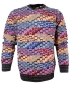 Preview: Montechiaro Italy edler R-Neck Pullover Intarsienmuster schwarz bunt