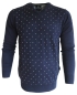 Preview: Baileys Herren V-Neck Pullover dunkelblau mit Minimuster in weiss