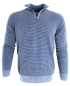 Preview: Baileys Pullover Troyer Stehkragen dunkelblau blau Feinstreifen