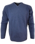 Preview: Baileys Scottish Lambswoll V-Neck Pullover blau melange