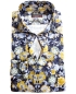 Preview: eterna Modern Fit Langarmhemd dunkelblau senf multicolor Floraldruck