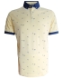 Preview: Baileys Polo Shirt in gelb mit Minimuster in mittelblau