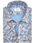 Preview: eterna Premium 1863 Modern Fit Langarmhemd blau weinrot Print Blätter