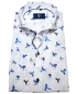 Preview: R2 Amsterdam Kurzarmhemd Modern Fit weiss blau Kolibri Print