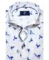 Preview: R2 Amsterdam Kurzarmhemd Modern Fit weiss blau Kolibri Print