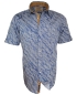 Preview: Casa Moda Casual Fit Kurzarmhemd Denim Look blau weiss mit Farbverlauf und Print