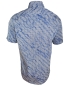 Preview: Casa Moda Casual Fit Kurzarmhemd Denim Look blau weiss mit Farbverlauf und Print