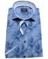 Preview: Casa Moda Casual Fit Kurzarmhemd in blau hellblau Palmenprint