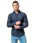 Preview: IOS Langarm Shirt Slim Fit Jersey superstretch blau melange Haikragen