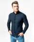 Preview: IOS Langarm Shirt Slim Fit Jersey superstretch dunkelblau Haikragen