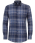 Preview: REDMOND Langarmhemd Flanell blau grau Karo Casual Comfort Fit