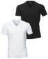 Preview: Venti Slim Fit Doppelpack V-Neck Shirt Stretch in weiss und schwarz