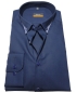 Preview: eterna Slim Fit Langarmhemd blau doppelter Button-Down-Kragen