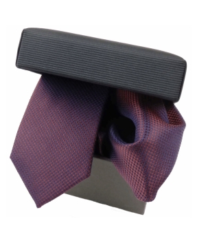 Maica SET Slim Krawatte & Einstecktuch Seide rot dunkelblau changierend in Geschenkbox