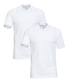 Casa Moda V-Neck Shirt Doppelpack in weiss und schwarz