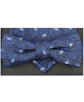 Maica SET Seidenschleife mit Einstecktuch grau blau weiss Floraldesign in Geschenkbox