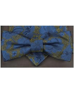 Maica SET Seidenschleife mit Einstecktuch tannengrün blau Blütendesign in Geschenkbox