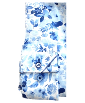 R2 Amsterdam Langarmhemd weiss blau Floral Print