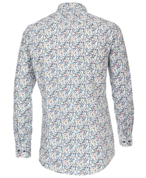 Venti Modern Fit Langarmhemd weiss mit Schmetterlings-Floral-Print in multicolor