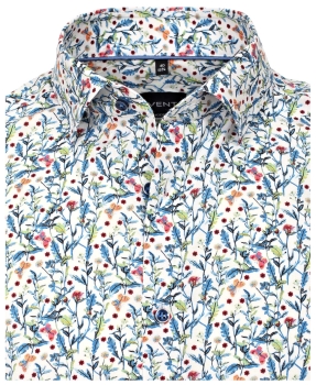 Venti Modern Fit Langarmhemd weiss mit Schmetterlings-Floral-Print in multicolor