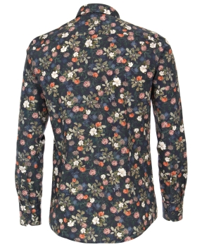 Venti Modern Fit Langarmhemd in dunkelblau Floralmuster multicolor