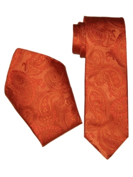 Hemley elegante Seidenkrawatte und Ziertuch rot blau orange Paisleys