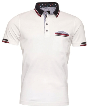 Impulso Poloshirt merceresiert in weiss mit Polokragen in marine