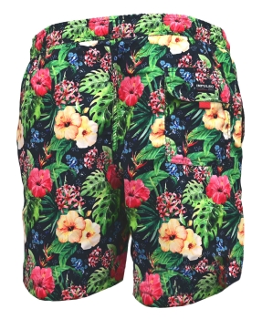 Impulso Swim Short in dunkelblau multicolor Hawaii Style