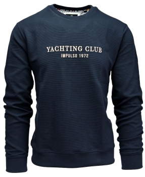 Impulso Sweatshirt Langarm dunkelblau mit Stickerei Yachting Club in goldbraun