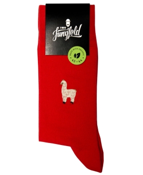 von Jungfeld 1 Paar Socken Navarra in rot Motiv Alpaka