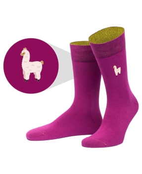 von Jungfeld 1 Paar Socken Burgund in magenta Motiv Alpaka