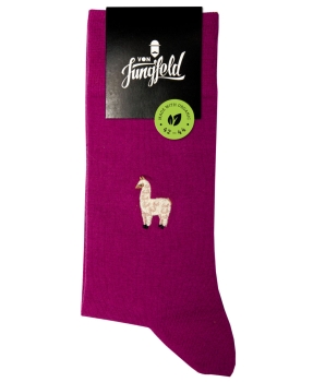 von Jungfeld 1 Paar Socken Burgund in magenta Motiv Alpaka