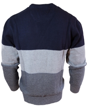 Maselli Rundhals Strickpullover Luxury Cotton in dunkelblau grau