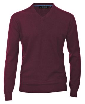 Maica V-Neck Pullover bordeaux melange Feinstrick Baumwolle