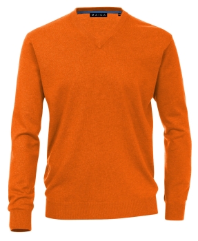 Maica V-Neck Pullover rost orange melange Feinstrick Baumwolle