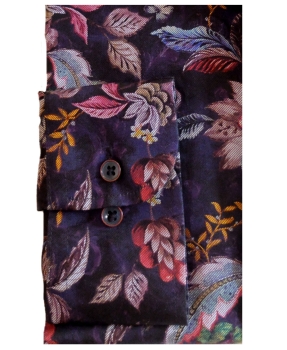 eterna Slim Fit Langarmhemd dunkelblau Floraldesign in multicolor