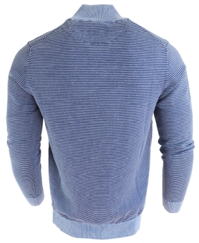 Baileys Pullover Troyer Stehkragen dunkelblau blau Feinstreifen