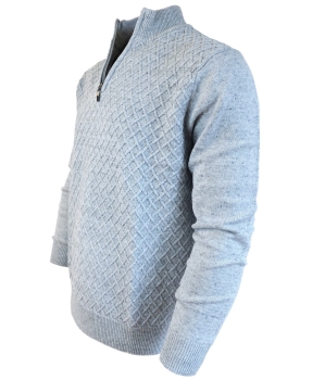 Baileys Pullover Troyer Stehkragen in silbergrau Rautendesign