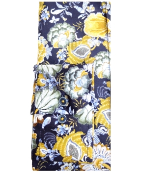 eterna Modern Fit Langarmhemd dunkelblau senf multicolor Floraldruck