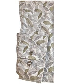eterna Premium 1863 Modern Fit Langarmhemd grau oliv Print Blätter