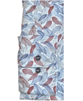 eterna Premium 1863 Modern Fit Langarmhemd blau weinrot Print Blätter