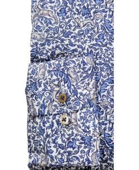 eterna Premium 1863 Modern Fit Langarmhemd weiss blau Waldtiermotive