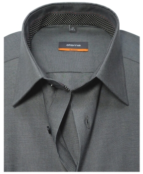 eterna Slim Fit Langarmhemd Chambray dunkelgrau