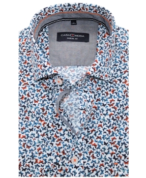 Casa Moda Casual Fit Kurzarm weiss blau orange Print Schmetterlinge