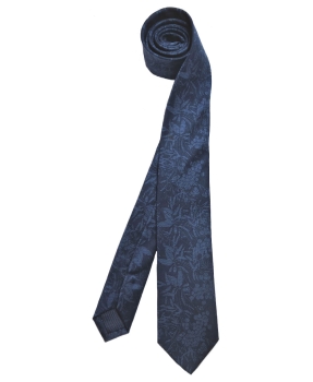 eterna Modern Fit Langarmhemd Hochwertige führender dunkelblau Marken + blau - fairen Herrenmode Krawatte zu Floralmotiv
