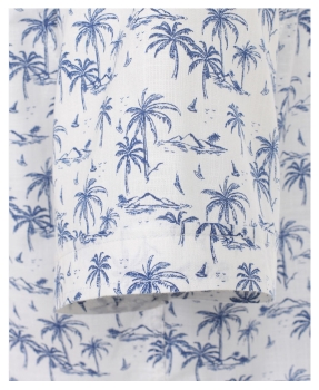 Casa Moda Casual Fit Kurzarmhemd weiss Print Palmenmotiv in dunkelblau