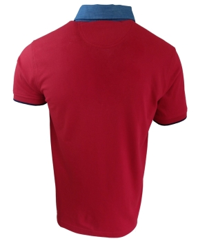 Baileys Poloshirt Premium rot mit Jeanskragen Button-Down