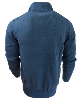 Baileys Stehkragenpullover Troyer indigo mit Reißer und Knebelknöpfen