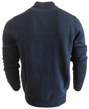 Baileys Stehkragenpullover in dunkelblau Rippstrickmuster